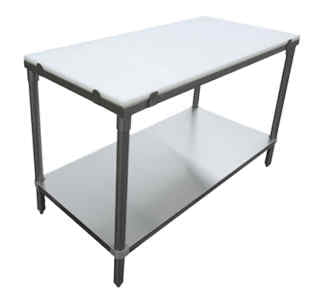 Thorinox  
DSST-3060-PT  
Work Table, 60"W x 30"D x 34"H, 18 gauge 430 stainless steel for poly top