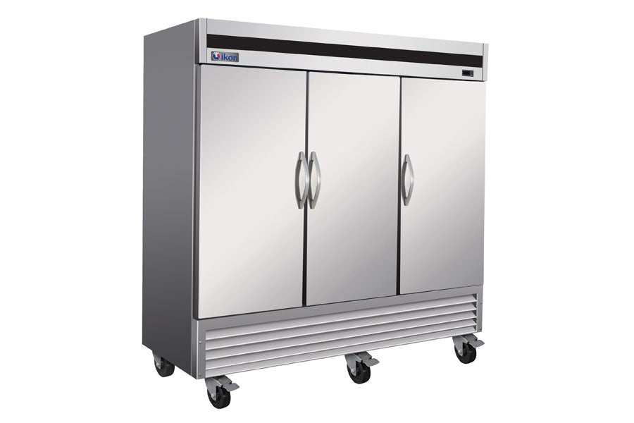 MVP Canada IKON IB81R Reach-in Refrigerator, 81" Three Section, bottom-mount self-contained refrigeration, Solid door