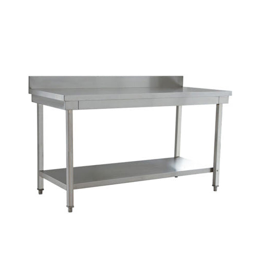 Thorinox DSST-3030-BKSS Table, 30"W x 30"D x 39"H, Stainless Steel Table with Backsplash and Stainless Steel Shelf
