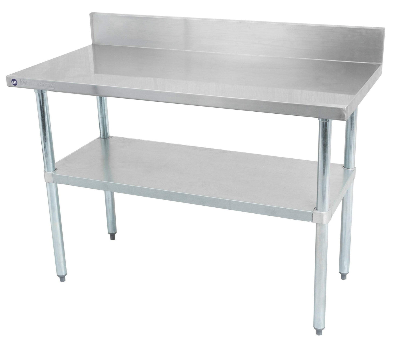 Thorinox DSST-2460-BKSS Table, 60"W x 24"D x 39"H, Stainless Steel Table with Backsplash and Stainless Steel Shelf