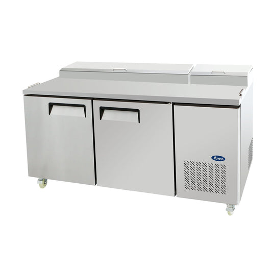 Atosa Two-section Refrigerated Pizza Prep Table, 67"W x 33-1/10"D x 44"H, (MPF8202GR)