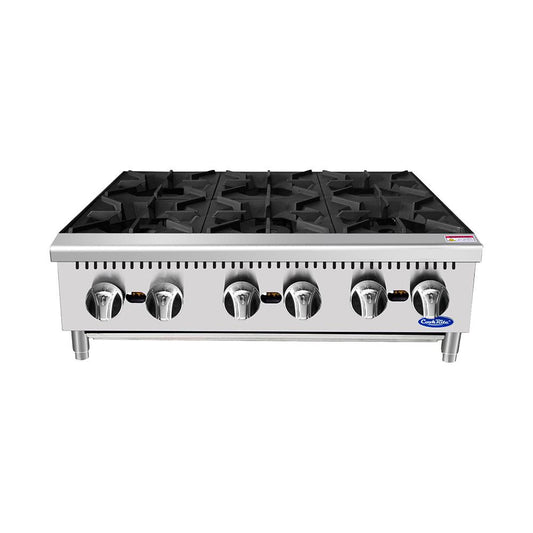 Atosa ACHP-6 Cuisinière de comptoir robuste à 6 brûleurs au gaz naturel de 36 po - 192 000 BTU